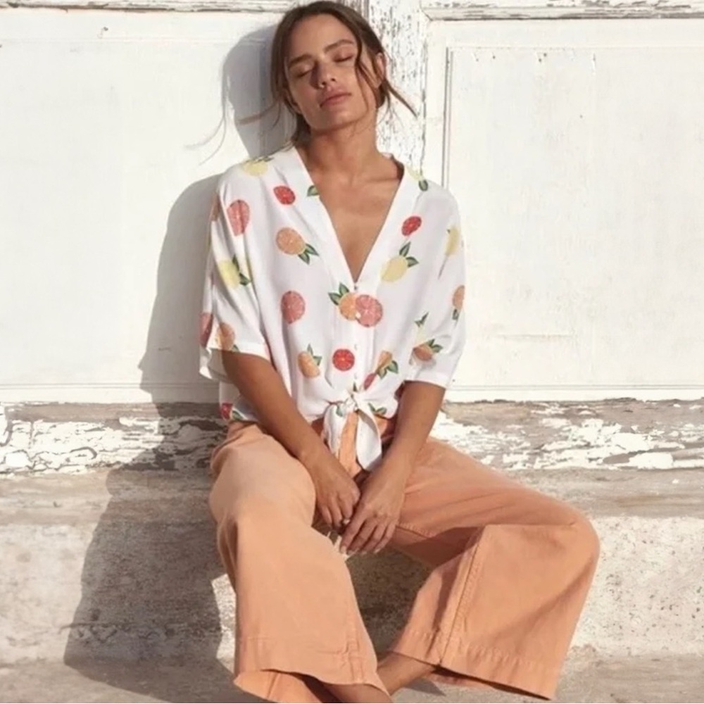 Rails 100% silk Thea top citrus size medium
